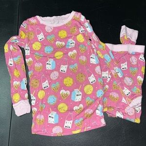 Little Sleepies pink milk and cookies long sleeve pajama set